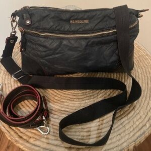 Black quilted microfiber crossbody bag MZ WALLACE